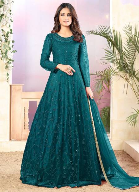 Teal Green Colour TWISHA AANAYA 112 Heavy Festive Wear Long Anarkali Salwar Suit Collection 1205